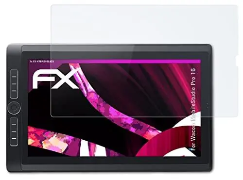 Produktbild: atFoliX Glasfolie kompatibel mit Wacom MobileStudio Pro 16 Panzerfolie, 9H Hybrid-Glass FX Schutzpanzer Folie