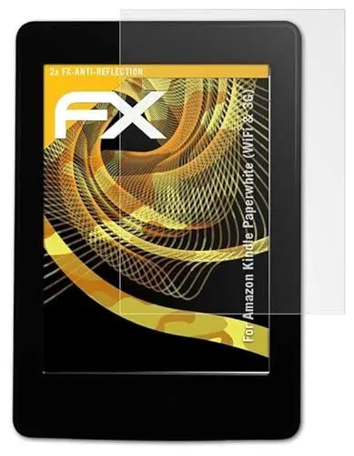 Produktbild: atFoliX Panzerfolie kompatibel mit Amazn Kindl Paperwhite (WiFi & 3G) Schutzfolie, entspiegelnde und stoßdämpfende FX Folie (2X)