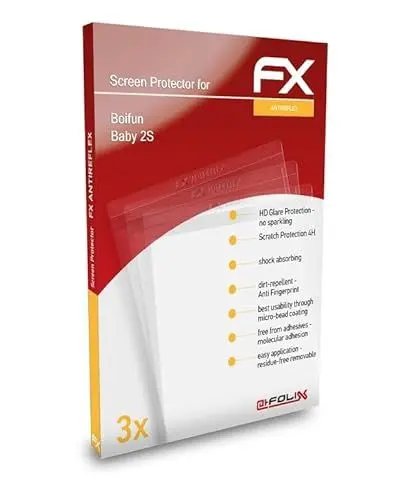 Produktbild: atFoliX Panzerfolie kompatibel mit Boifun Baby 2S Schutzfolie, entspiegelnde und stoßdämpfende FX Folie (3X)