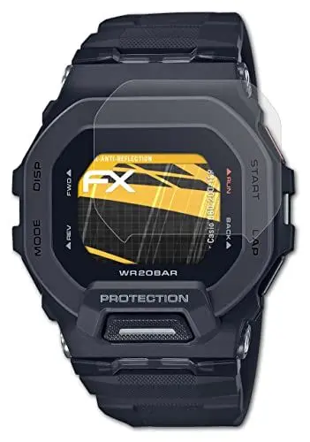 Produktbild: atFoliX Panzerfolie kompatibel mit Casio GBD-200-1ER Schutzfolie, entspiegelnde und stoßdämpfende FX Folie (3X)