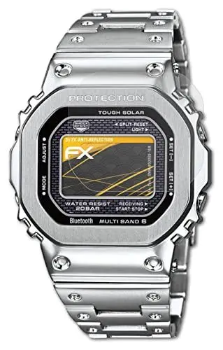Produktbild: atFoliX Panzerfolie kompatibel mit Casio GMW-B5000D-1ER Schutzfolie, entspiegelnde und stoßdämpfende FX Folie (3X)