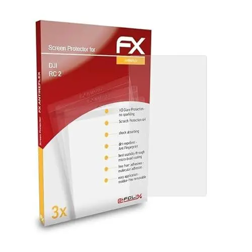 Produktbild: atFoliX Panzerfolie kompatibel mit DJI RC 2 Schutzfolie, entspiegelnde und stoßdämpfende FX Folie (3X)