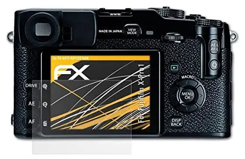 Produktbild: atFoliX Panzerfolie kompatibel mit Fujifilm X-Pro1 Schutzfolie, entspiegelnde und stoßdämpfende FX Folie (3X)