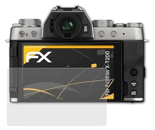 Produktbild: atFoliX Panzerfolie kompatibel mit Fujifilm X-T200 Schutzfolie, entspiegelnde und stoßdämpfende FX Folie (3X)