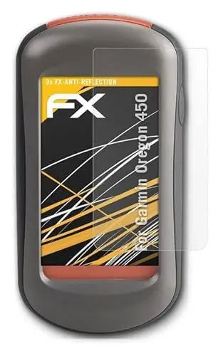Produktbild: atFoliX Panzerfolie kompatibel mit Garmin Oregon 450 Schutzfolie, entspiegelnde und stoßdämpfende FX Folie (3X)