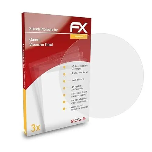 Produktbild: atFoliX Panzerfolie kompatibel mit Garmin Vivomove Trend Schutzfolie, entspiegelnde und stoßdämpfende FX Folie (3X)