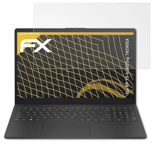 Produktbild: atFoliX Panzerfolie kompatibel mit HP 15-fc0055ng 7N2H0EA Schutzfolie, entspiegelnde und stoßdämpfende FX Folie (2X)
