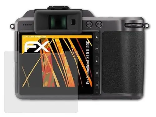 Produktbild: atFoliX Panzerfolie kompatibel mit Hasselblad X1D II 50C Schutzfolie, entspiegelnde und stoßdämpfende FX Folie (3X)