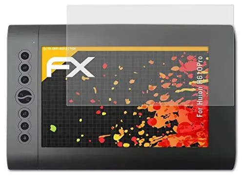Produktbild: atFoliX Panzerfolie kompatibel mit Huion H610Pro Schutzfolie, entspiegelnde und stoßdämpfende FX Folie (2X)