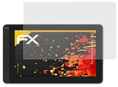 Produktbild: atFoliX Panzerfolie kompatibel mit Huion Kamvas 13 Schutzfolie, entspiegelnde und stoßdämpfende FX Folie (2X)