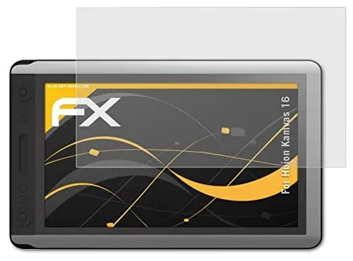 Produktbild: atFoliX Panzerfolie kompatibel mit Huion Kamvas 16 Schutzfolie, entspiegelnde und stoßdämpfende FX Folie (2X)
