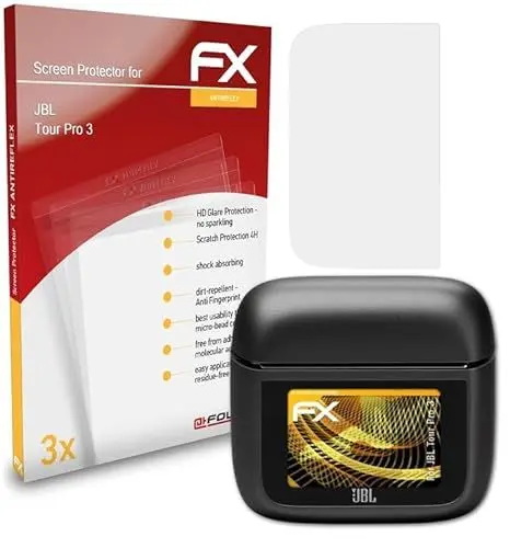 Produktbild: atFoliX Panzerfolie kompatibel mit JBL Tour Pro 3 Schutzfolie, entspiegelnde und stoßdämpfende FX Folie (3X)
