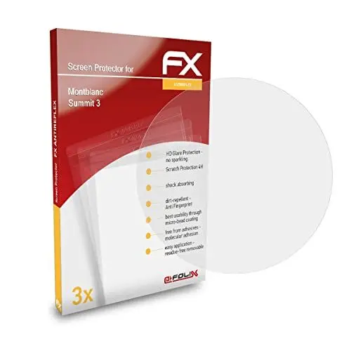 Produktbild: atFoliX Panzerfolie kompatibel mit Montblanc Summit 3 Schutzfolie, entspiegelnde und stoßdämpfende FX Folie (3X)
