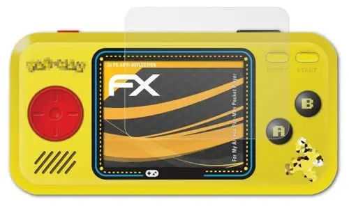 Produktbild: atFoliX Panzerfolie kompatibel mit My Arcade Pac-Man Pocket Player Schutzfolie, entspiegelnde und stoßdämpfende FX Folie (3X)