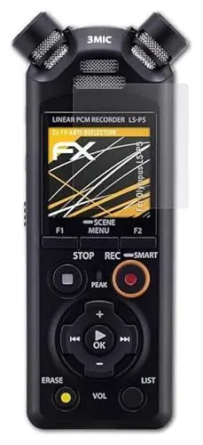 Produktbild: atFoliX Panzerfolie kompatibel mit Olympus LS-P5 Schutzfolie, entspiegelnde und stoßdämpfende FX Folie (2X)