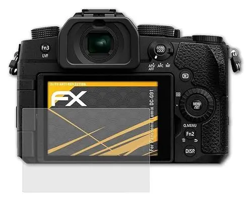 Produktbild: atFoliX Panzerfolie kompatibel mit Panasonic Lumix DC-G91 Schutzfolie, entspiegelnde und stoßdämpfende FX Folie (3X)
