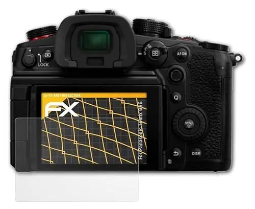 Produktbild: atFoliX Panzerfolie kompatibel mit Panasonic Lumix GH6 Schutzfolie, entspiegelnde und stoßdämpfende FX Folie (3X)