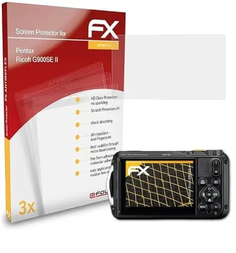 Produktbild: atFoliX Panzerfolie kompatibel mit Pentax Ricoh G900SE II Schutzfolie, entspiegelnde und stoßdämpfende FX Folie (3X)