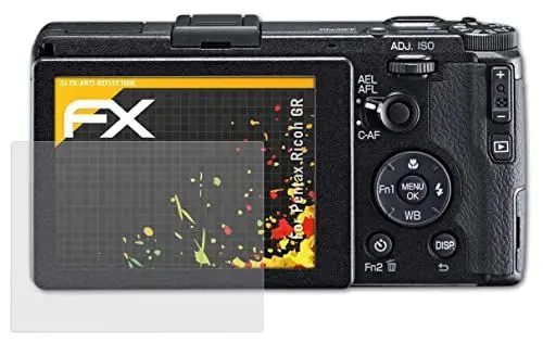 Produktbild: atFoliX Panzerfolie kompatibel mit Pentax Ricoh GR Schutzfolie, entspiegelnde und stoßdämpfende FX Folie (3X)