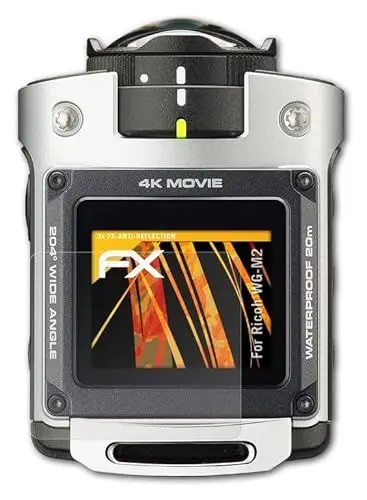 Produktbild: atFoliX Panzerfolie kompatibel mit Ricoh WG-M2 Schutzfolie, entspiegelnde und stoßdämpfende FX Folie (3X)