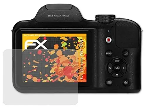 Produktbild: atFoliX Panzerfolie kompatibel mit Samsung WB1100F Schutzfolie, entspiegelnde und stoßdämpfende FX Folie (3X)