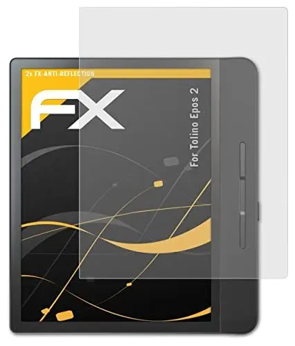 Produktbild: atFoliX Panzerfolie kompatibel mit Tolino Epos 2 Schutzfolie, entspiegelnde und stoßdämpfende FX Folie (2X)