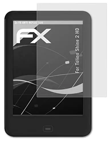 Produktbild: atFoliX Panzerfolie kompatibel mit Tolino Shine 2 HD Schutzfolie, entspiegelnde und stoßdämpfende FX Folie (2X)