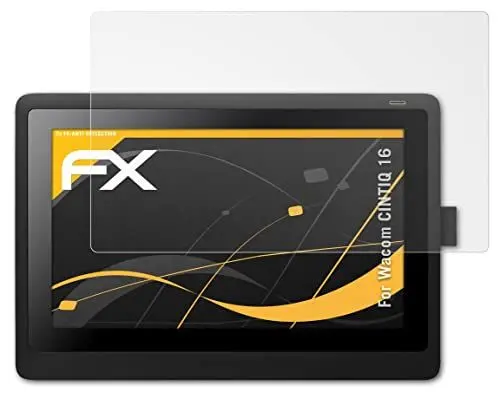 Produktbild: atFoliX Panzerfolie kompatibel mit Wacom CINTIQ 16 Schutzfolie, entspiegelnde und stoßdämpfende FX Folie (2X)
