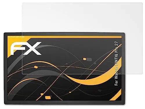 Produktbild: atFoliX Panzerfolie kompatibel mit Wacom CINTIQ Pro 27 Schutzfolie, entspiegelnde und stoßdämpfende FX Folie (2X)