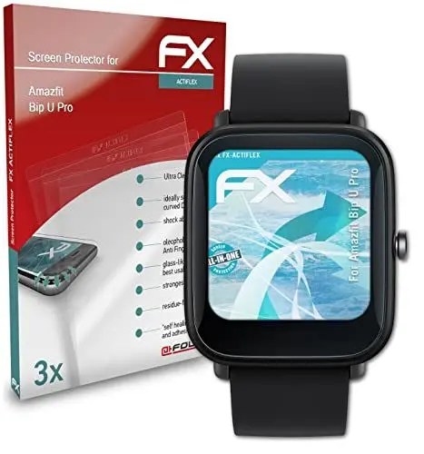 Produktbild: atFoliX Schutzfolie kompatibel mit Amazfit Bip U Pro Folie, ultraklare und flexible FX Displayschutzfolie (3X)