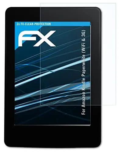 Produktbild: atFoliX Schutzfolie kompatibel mit Amazn Kindl Paperwhite (WiFi & 3G) Folie, ultraklare FX Displayschutzfolie (2X)