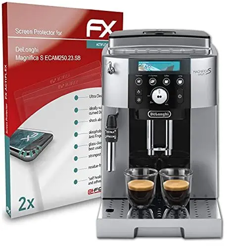 Produktbild: atFoliX Schutzfolie kompatibel mit DeLonghi Magnifica S ECAM250.23.SB Folie, ultraklare und flexible FX Displayschutzfolie (2X)