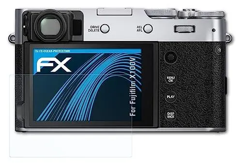 Produktbild: atFoliX Schutzfolie kompatibel mit Fujifilm X100V Folie, ultraklare FX Displayschutzfolie (3X)
