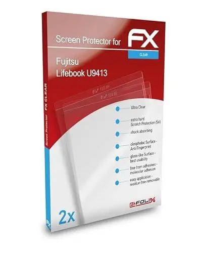Produktbild: atFoliX Schutzfolie kompatibel mit Fujitsu Lifebook U9413 Folie, ultraklare FX Displayschutzfolie (2X)