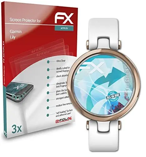 Produktbild: atFoliX Schutzfolie kompatibel mit Garmin Lily Folie, ultraklare und flexible FX Displayschutzfolie (3X)