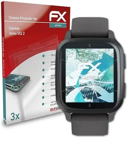 Produktbild: atFoliX Schutzfolie kompatibel mit Garmin Venu SQ 2 Folie, ultraklare und flexible FX Displayschutzfolie (3X)