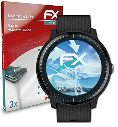 Produktbild: atFoliX Schutzfolie kompatibel mit Garmin Vivoactive 3 Music Folie, ultraklare und flexible FX Displayschutzfolie (3X)