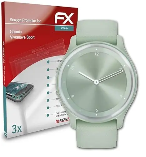 Produktbild: atFoliX Schutzfolie kompatibel mit Garmin Vivomove Sport Folie, ultraklare und flexible FX Displayschutzfolie (3X)