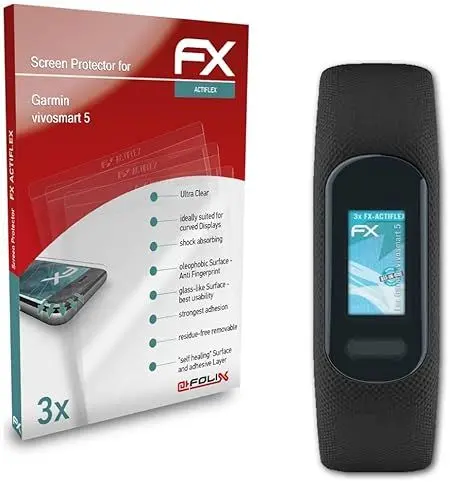 Produktbild: atFoliX Schutzfolie kompatibel mit Garmin vivosmart 5 Folie, ultraklare und flexible FX Displayschutzfolie (3X)