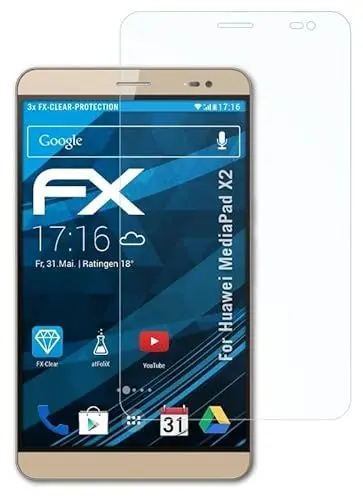 Produktbild: atFoliX Schutzfolie kompatibel mit Huawei MediaPad X2 Folie, ultraklare FX Displayschutzfolie (3X)