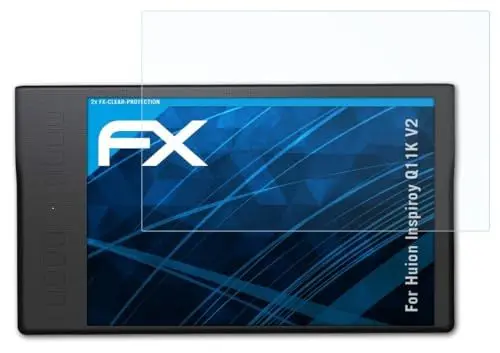 Produktbild: atFoliX Schutzfolie kompatibel mit Huion Inspiroy Q11K V2 Folie, ultraklare FX Displayschutzfolie (2X)
