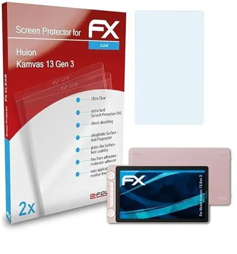 Produktbild: atFoliX Schutzfolie kompatibel mit Huion Kamvas 13 Gen 3 Folie, ultraklare FX Displayschutzfolie (2X)