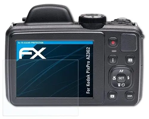 Produktbild: atFoliX Schutzfolie kompatibel mit Kodak PixPro AZ362 Folie, ultraklare FX Displayschutzfolie (3X)
