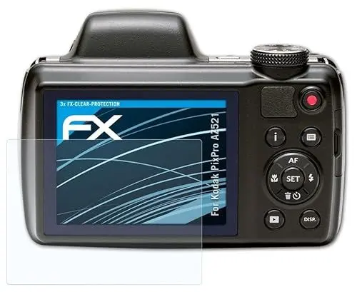 Produktbild: atFoliX Schutzfolie kompatibel mit Kodak PixPro AZ521 Folie, ultraklare FX Displayschutzfolie (3X)