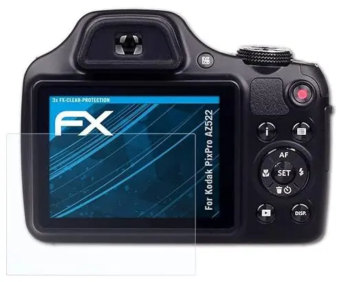 Produktbild: atFoliX Schutzfolie kompatibel mit Kodak PixPro AZ522 Folie, ultraklare FX Displayschutzfolie (3X)