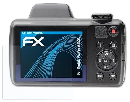 Produktbild: atFoliX Schutzfolie kompatibel mit Kodak PixPro AZ525 Folie, ultraklare FX Displayschutzfolie (3X)