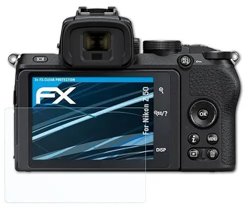 Produktbild: atFoliX Schutzfolie kompatibel mit Nikon Z 50 Folie, ultraklare FX Displayschutzfolie (3X)