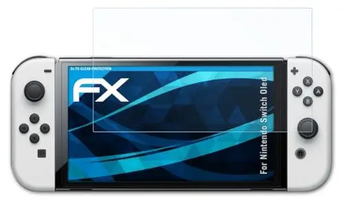 Produktbild: atFoliX Schutzfolie kompatibel mit Nintendo Switch Oled Folie, ultraklare FX Displayschutzfolie (3X)