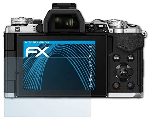 Produktbild: atFoliX Schutzfolie kompatibel mit Olympus E-M5 Mark II Folie, ultraklare FX Displayschutzfolie (3X)