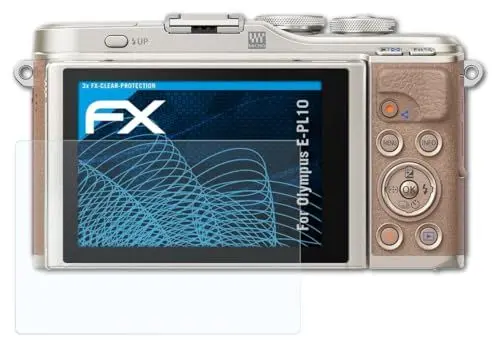 Produktbild: atFoliX Schutzfolie kompatibel mit Olympus E-PL10 Folie, ultraklare FX Displayschutzfolie (3X)